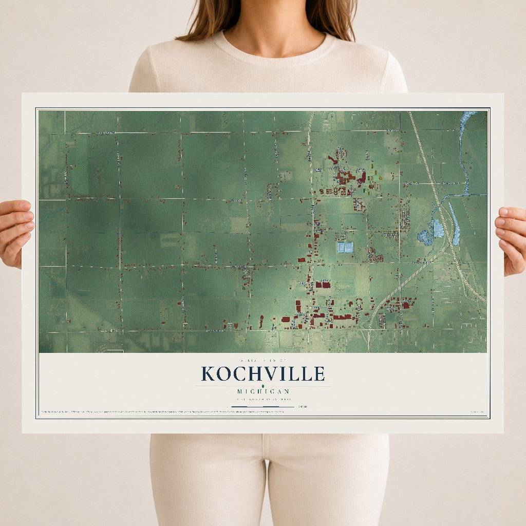 Map of Kochville, Michigan, 18 x 24 inch unframed archival matte print