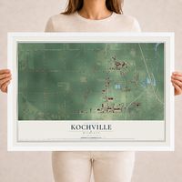 Map of Kochville, Michigan, 18 x 24 inch print in a white wood frame