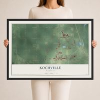 Map of Kochville, Michigan, 24 x 36 inch print in a black wood frame