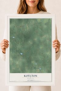 Map of Koylton, Michigan, 18 x 24 inch print in a white wood frame