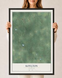 Map of Koylton, Michigan, 24 x 36 inch print in a black wood frame