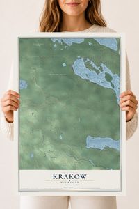 Map of Krakow, Michigan, 18 x 24 inch unframed archival matte print