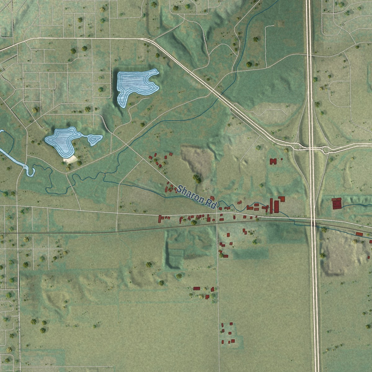 Close-up of the map of La Prairie, Wisconsin print showing street and building detail
