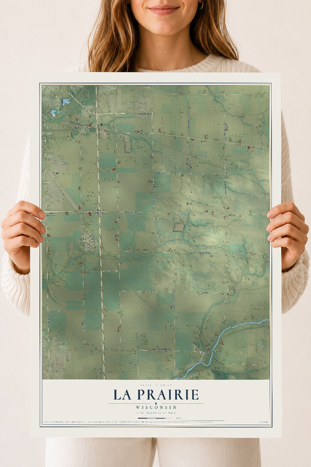 Map of La Prairie, Wisconsin, 18 x 24 inch unframed archival matte print