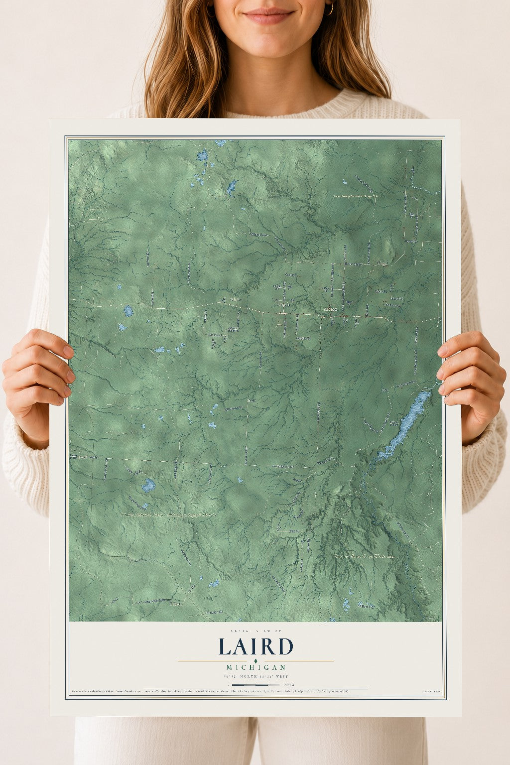 Map of Laird, Michigan, 18 x 24 inch unframed archival matte print