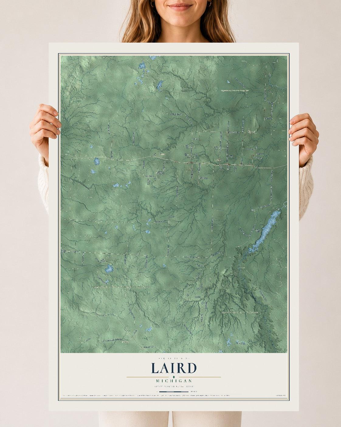 Map of Laird, Michigan, 24 x 36 inch unframed archival matte print
