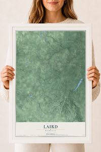 Map of Laird, Michigan, 18 x 24 inch print in a white wood frame