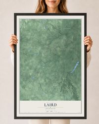 Map of Laird, Michigan, 24 x 36 inch print in a black wood frame