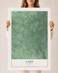 Map of Laird, Michigan, 24 x 36 inch print in a white wood frame