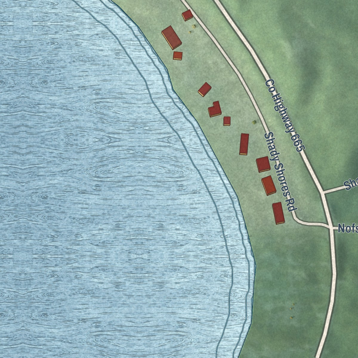Second close-up of the map of Lake Ann, Michigan print showing more streets and buildings