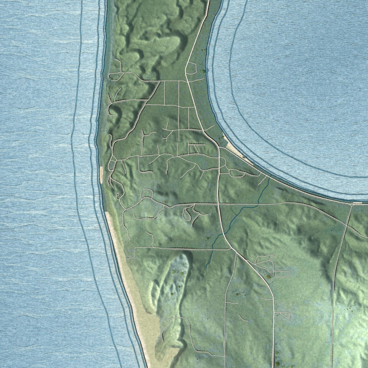 Second close-up of the map of Lake, Benzie County, Michigan print showing more streets and buildings