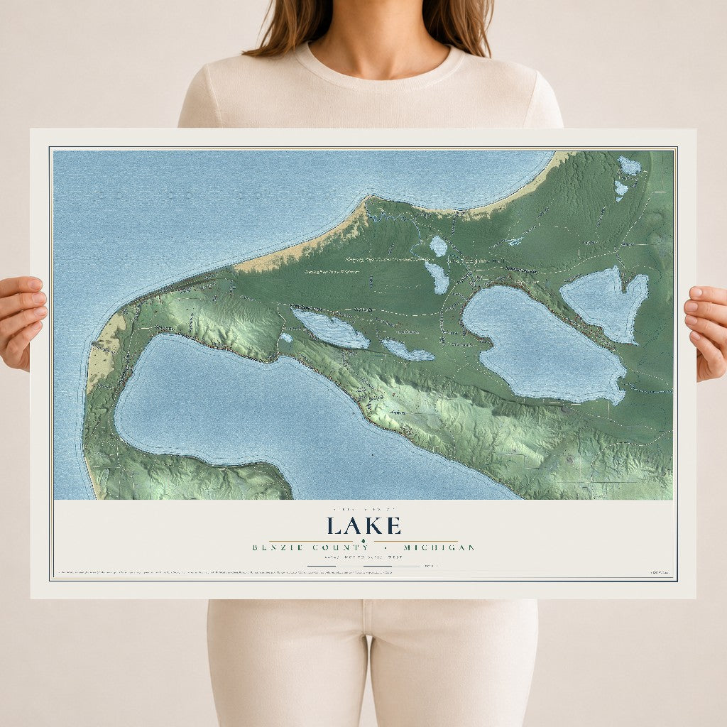 Map of Lake, Benzie County, Michigan, 18 x 24 inch unframed archival matte print