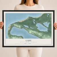 Map of Lake, Benzie County, Michigan, 18 x 24 inch print in a black wood frame