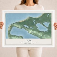 Map of Lake, Benzie County, Michigan, 18 x 24 inch print in a white wood frame