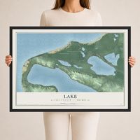 Map of Lake, Benzie County, Michigan, 24 x 36 inch print in a black wood frame