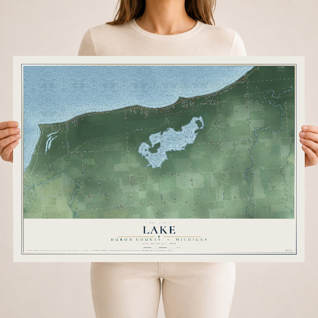 Map of Lake, Huron County, Michigan, 18 x 24 inch unframed archival matte print