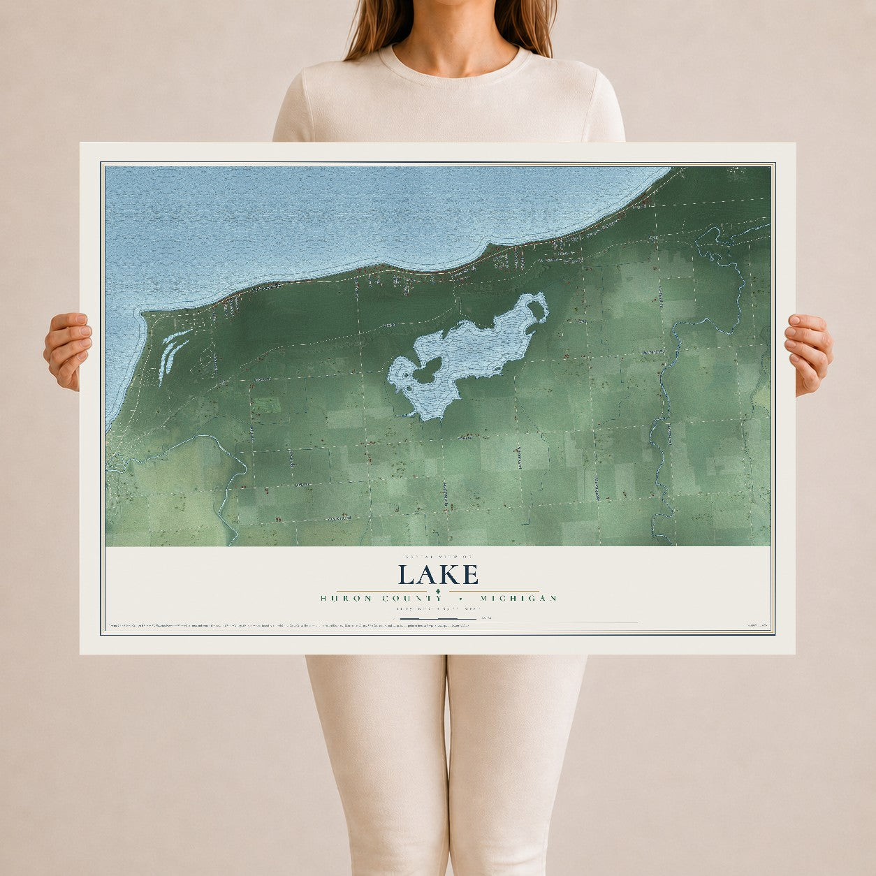 Map of Lake, Huron County, Michigan, 24 x 36 inch unframed archival matte print