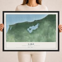 Map of Lake, Huron County, Michigan, 18 x 24 inch print in a black wood frame