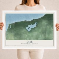 Map of Lake, Huron County, Michigan, 18 x 24 inch print in a white wood frame