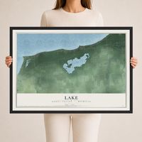 Map of Lake, Huron County, Michigan, 24 x 36 inch print in a black wood frame
