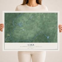 Map of Lake, Menominee County, Michigan, 18 x 24 inch unframed archival matte print
