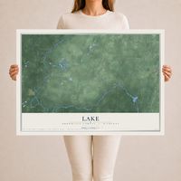 Map of Lake, Menominee County, Michigan, 24 x 36 inch unframed archival matte print