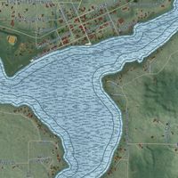 Close-up of the map of Lake Nebagamon, Wisconsin print showing street and building detail