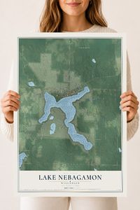 Map of Lake Nebagamon, Wisconsin, 18 x 24 inch unframed archival matte print