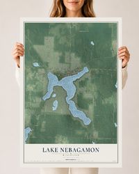 Map of Lake Nebagamon, Wisconsin, 24 x 36 inch unframed archival matte print