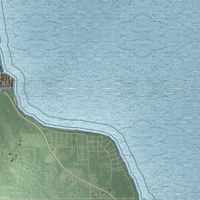 Second close-up of the map of Lake, Roscommon County, Michigan print showing more streets and buildings