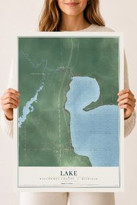 Map of Lake, Roscommon County, Michigan, 18 x 24 inch unframed archival matte print