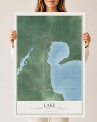 Map of Lake, Roscommon County, Michigan, 24 x 36 inch unframed archival matte print
