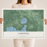 Map of Lakefield, Luce County, Michigan, 18 x 24 inch unframed archival matte print