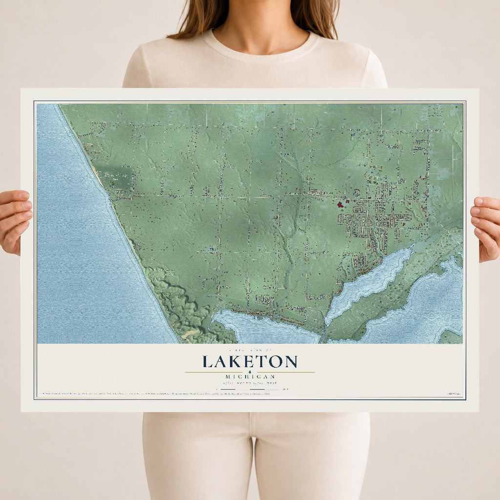 Map of Laketon, Michigan, 18 x 24 inch unframed archival matte print