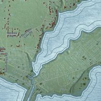 Second close-up of the map of Laketon, Michigan print showing more streets and buildings
