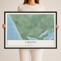 Map of Laketon, Michigan, 24 x 36 inch print in a black wood frame