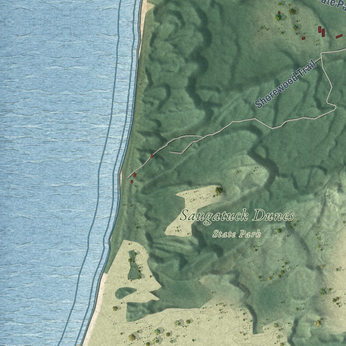 Second close-up of the map of Laketown, Michigan print showing more streets and buildings