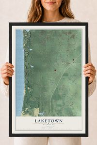 Map of Laketown, Michigan, 18 x 24 inch print in a black wood frame