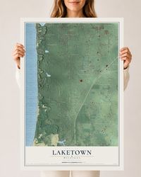 Map of Laketown, Michigan, 24 x 36 inch unframed archival matte print