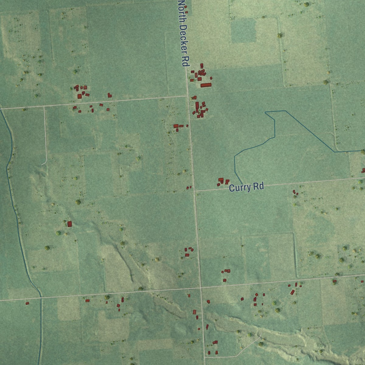 Close-up of the map of Lamotte, Michigan print showing street and building detail