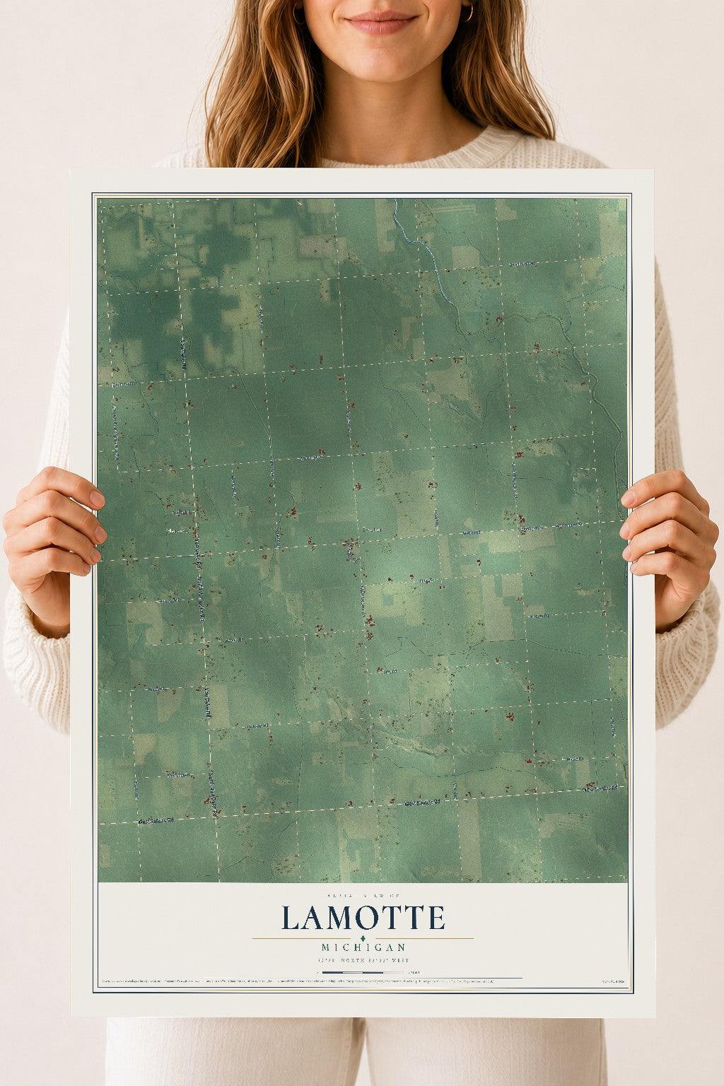 Map of Lamotte, Michigan, 18 x 24 inch unframed archival matte print