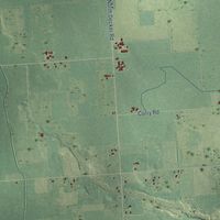 Close-up of the map of Lamotte, Michigan print showing street and building detail