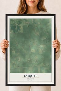 Map of Lamotte, Michigan, 18 x 24 inch print in a black wood frame