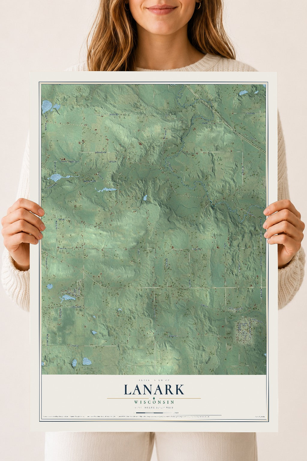 Map of Lanark, Wisconsin, 18 x 24 inch unframed archival matte print
