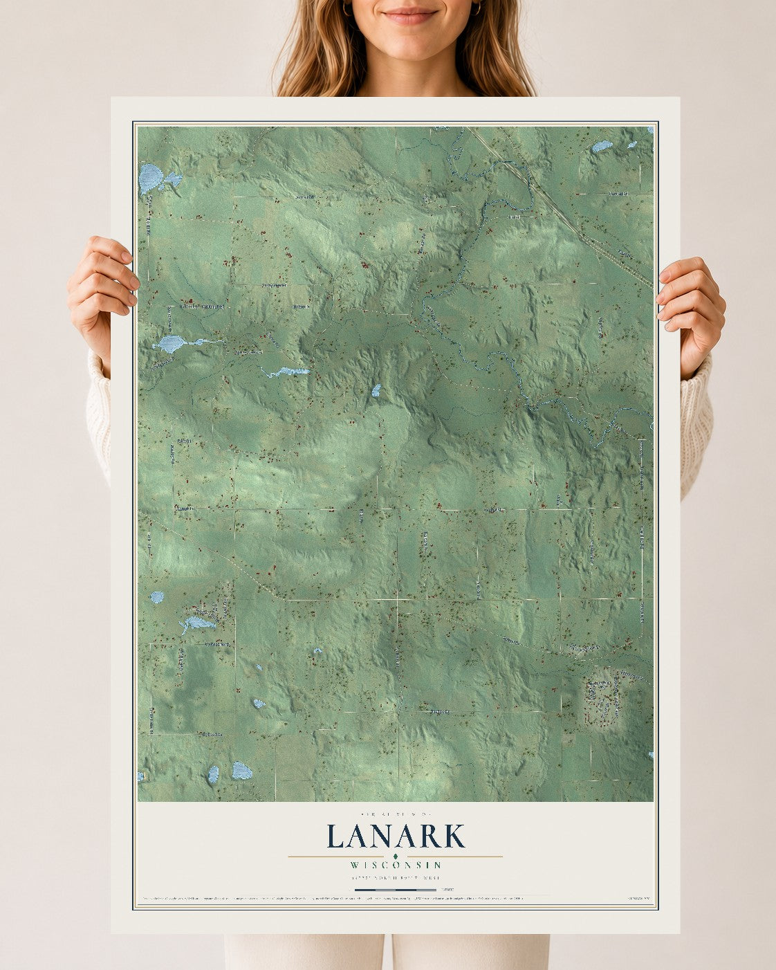 Map of Lanark, Wisconsin, 24 x 36 inch unframed archival matte print