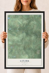 Map of Lanark, Wisconsin, 18 x 24 inch print in a black wood frame