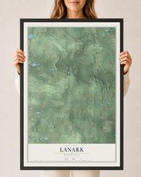 Map of Lanark, Wisconsin, 24 x 36 inch print in a black wood frame