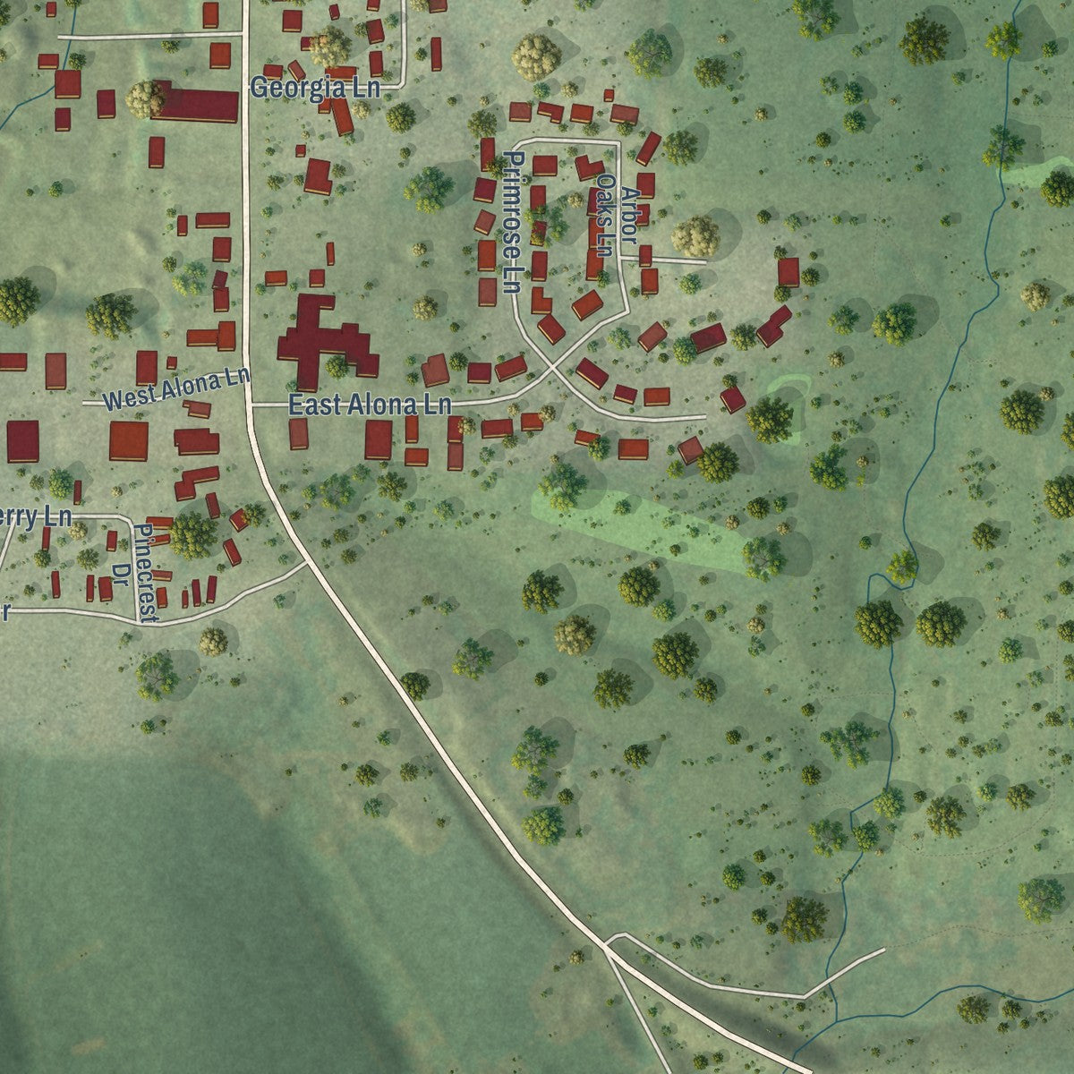 Second close-up of the map of Lancaster, Wisconsin print showing more streets and buildings