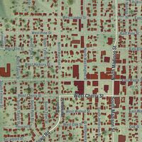 Close-up of the map of Lancaster, Wisconsin print showing street and building detail