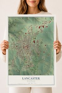 Map of Lancaster, Wisconsin, 18 x 24 inch unframed archival matte print